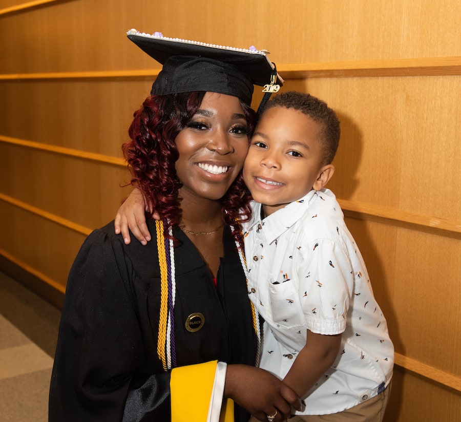 Graduate and her child