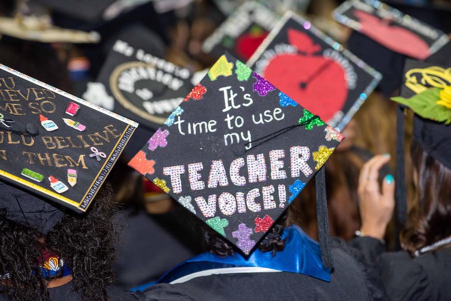 Mortarboard with words It's time to use my teacher voice