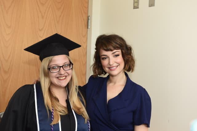 Milana Vayntrub at SCSU commencement with student