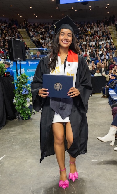 Student in a cap and gown
